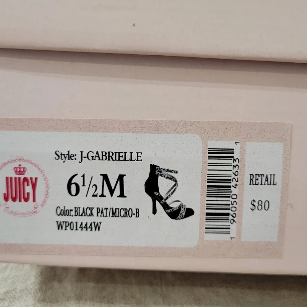 Juicy Couture Gabrielle sliver and black strappy heels NIB Sz 6.5 - Picture 7 of 7